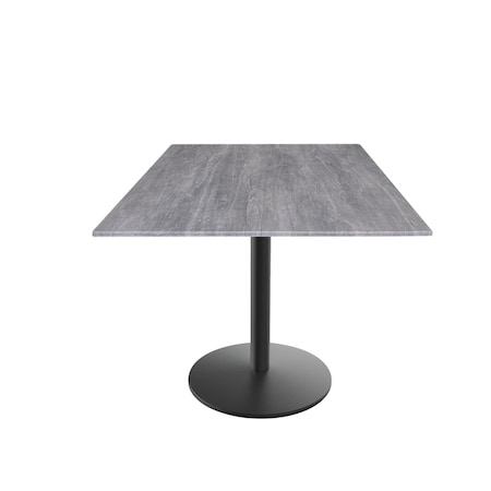 30 Tall OD214 Black Table Base W22 Dia Foot And 32x32 Square Greystone Top,IndoorOutdoor